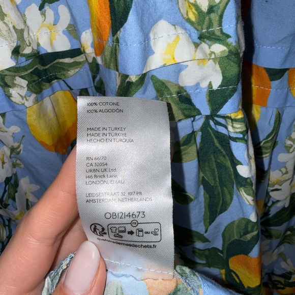 Anthropologie Somerset Tiered Maxi Dress in Iris Blue with Lemons - Size XS‎ - Picture 7 of 11